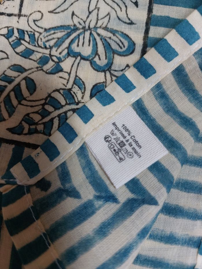 Paréo block print bleu canard La p'tite  cachottière - photo numéro 6