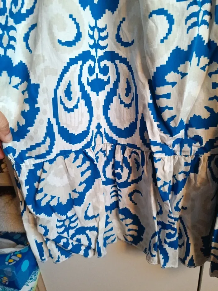 Robe légère blanche bleu et beige - photo numéro 5