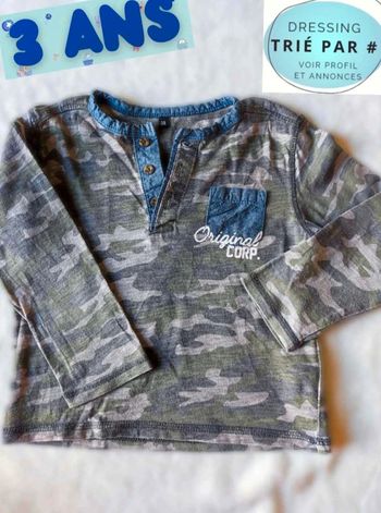 Tee shirt  militaire  3  ans manches longues