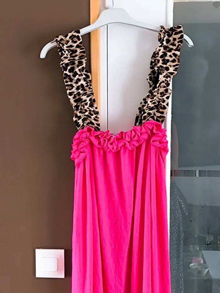 Robe longue rose fushia à bretelles léopard TU 36 à 46 - photo numéro 17