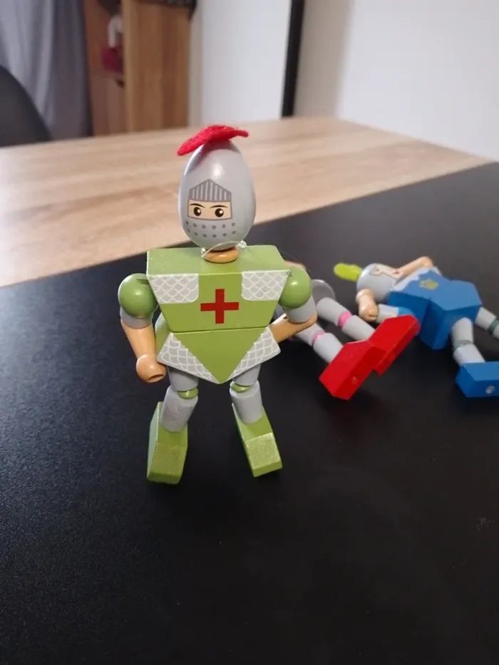 lot de 3 chevaliers en bois articulés - photo numéro 6