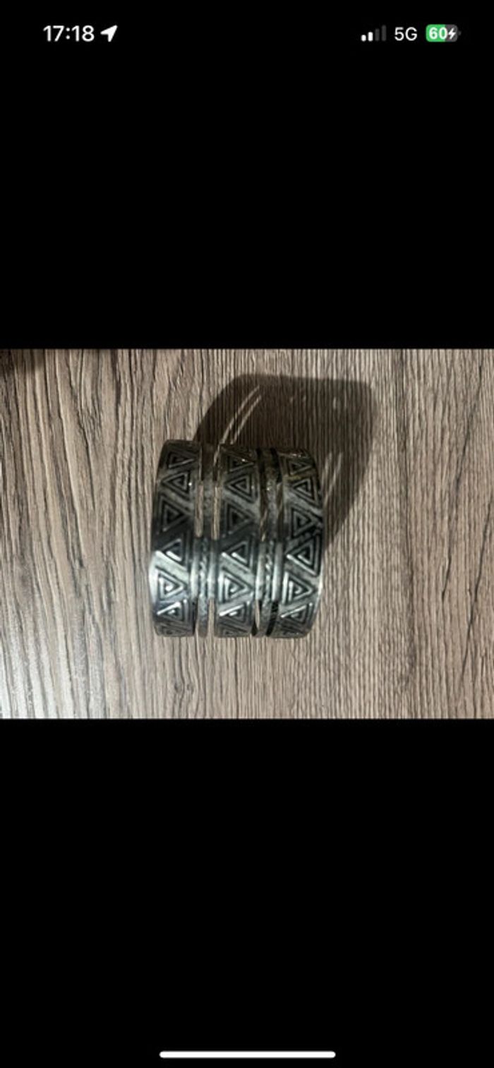 Lot de 3 bracelets manchettes argentés réglables - photo numéro 5