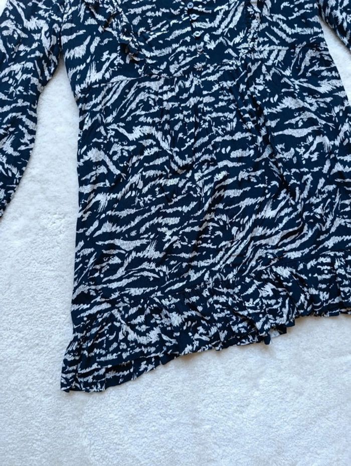 Robe Zara noir et blanc M manches longues légère fluide - photo numéro 6