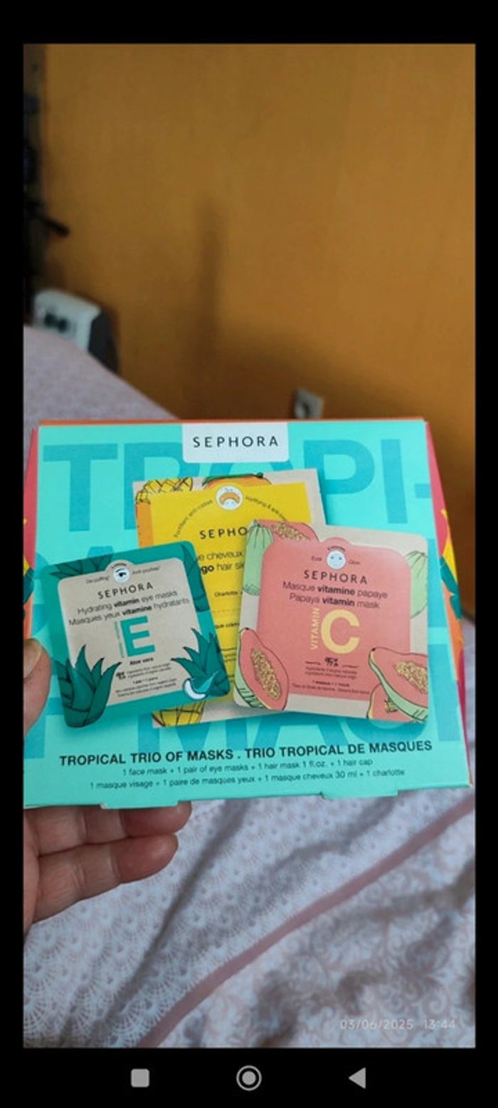 Sephora Tropical Trio de Masques Unidoses (Visage+Yeux+Cheveux)