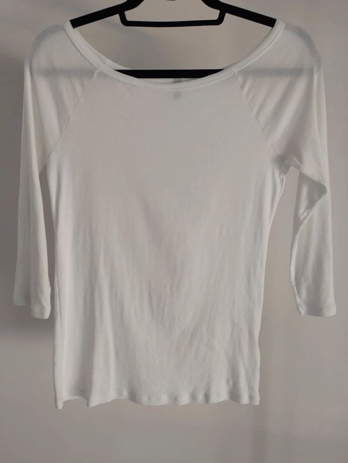 Benetton Lot de 2 t-shirt manches 3/4 marine et blanc M - photo numéro 5