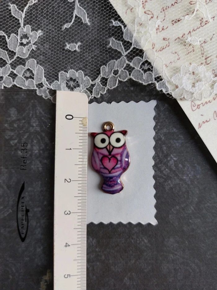 magnifique pendentif en métal hibou violet - photo numéro 3