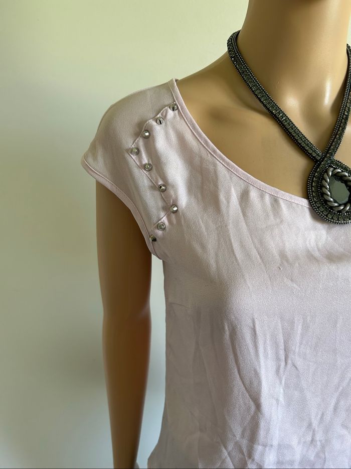 Blouse rose claire à manches courtes Morgan taille 36 TBE - photo numéro 4
