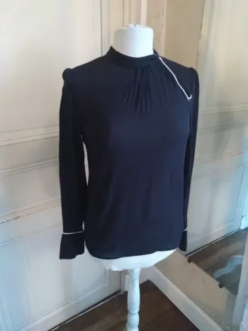 top t shirt noir manches longues Les Petites Collection t S 36 Coton