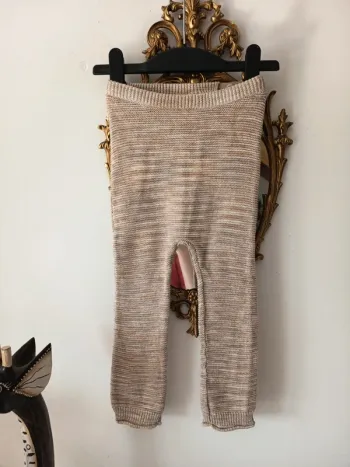 Legging maille envers de coton beige chiné