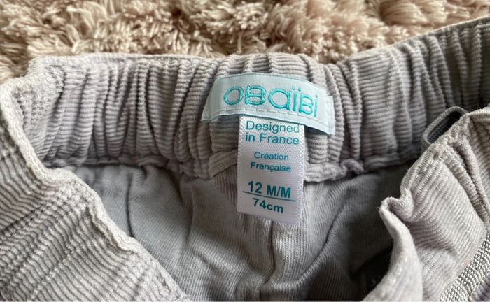 Pantalon en velours Obaïbi 12 mois - photo numéro 2