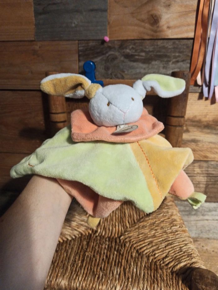 Doudou lapin baby nat vert orange be - photo numéro 5