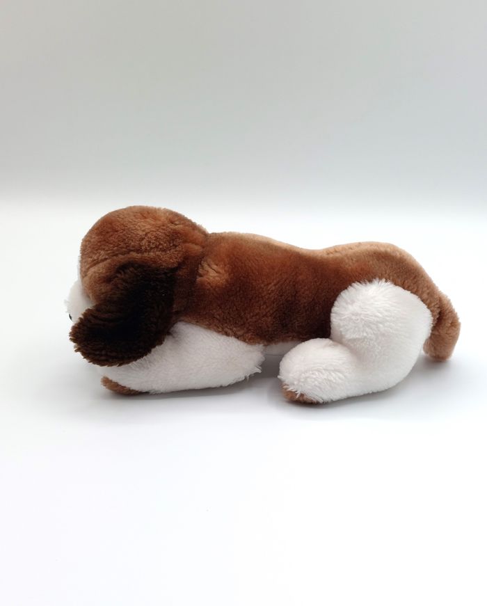 Petite peluche ancien doudou chien marron beige blanc PYRAGRIC Vintage 22 cm - photo numéro 2