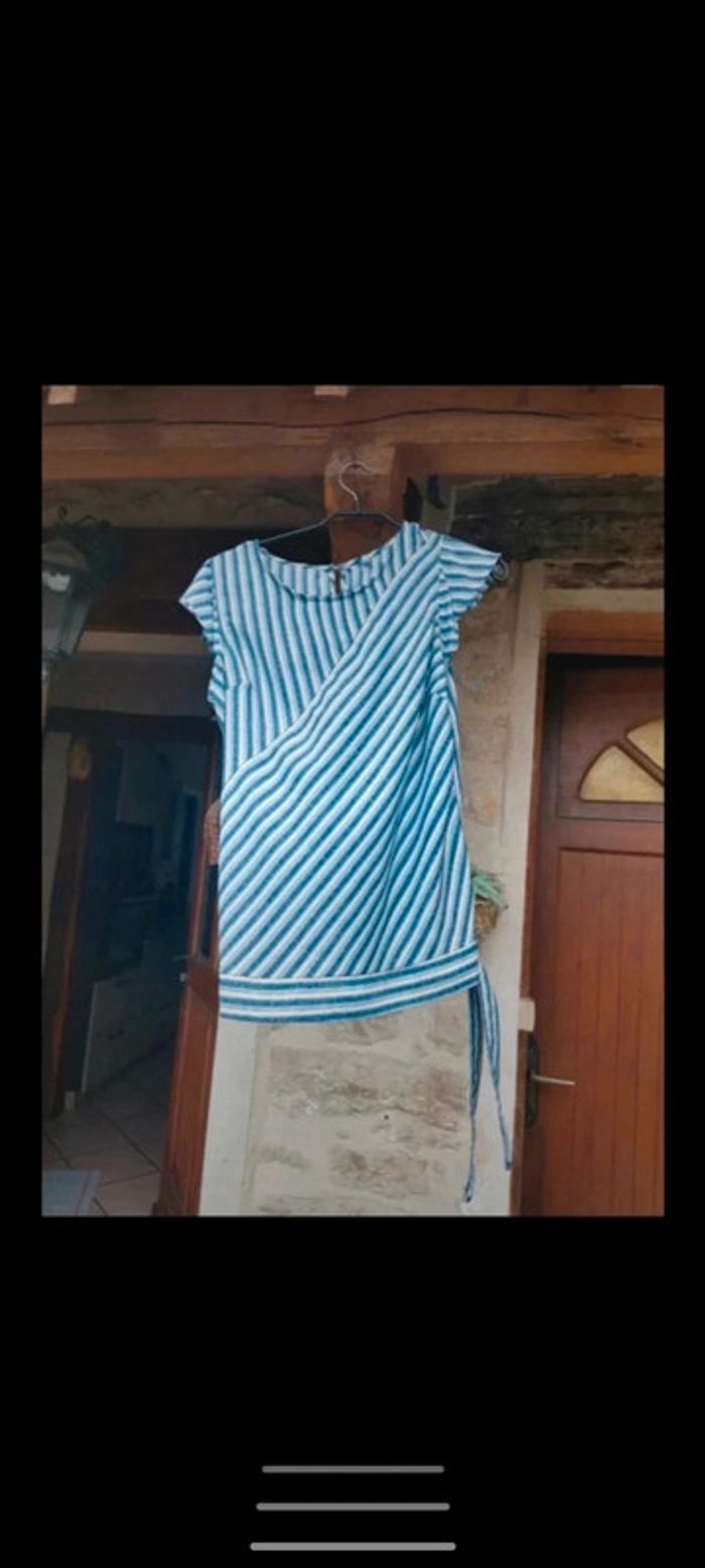 Haut femme taille 44 xl rayée bleu
