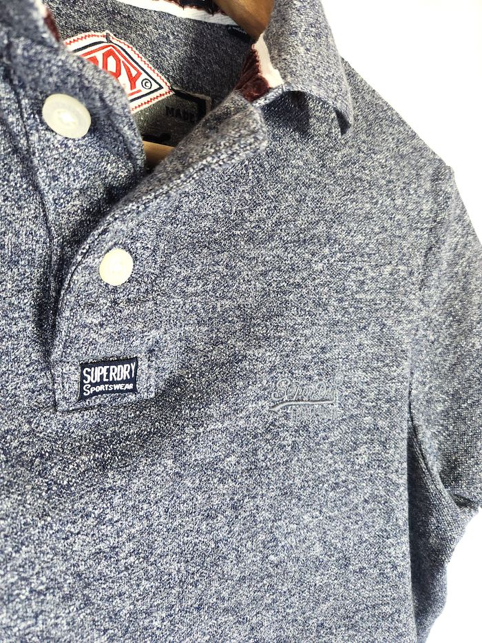 Polo Superdry The Grindle - Maille Piquée Coton - Taille M Gris - photo numéro 3