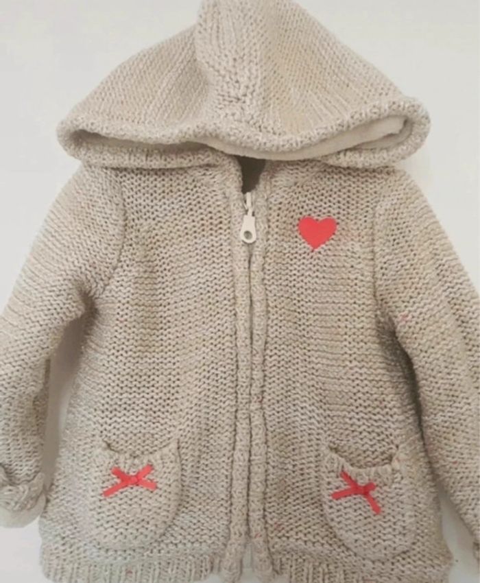 Gilet épais très chaud bébé chaud 9 mois capuche orchestra hiver crème beige épais zip - photo numéro 4