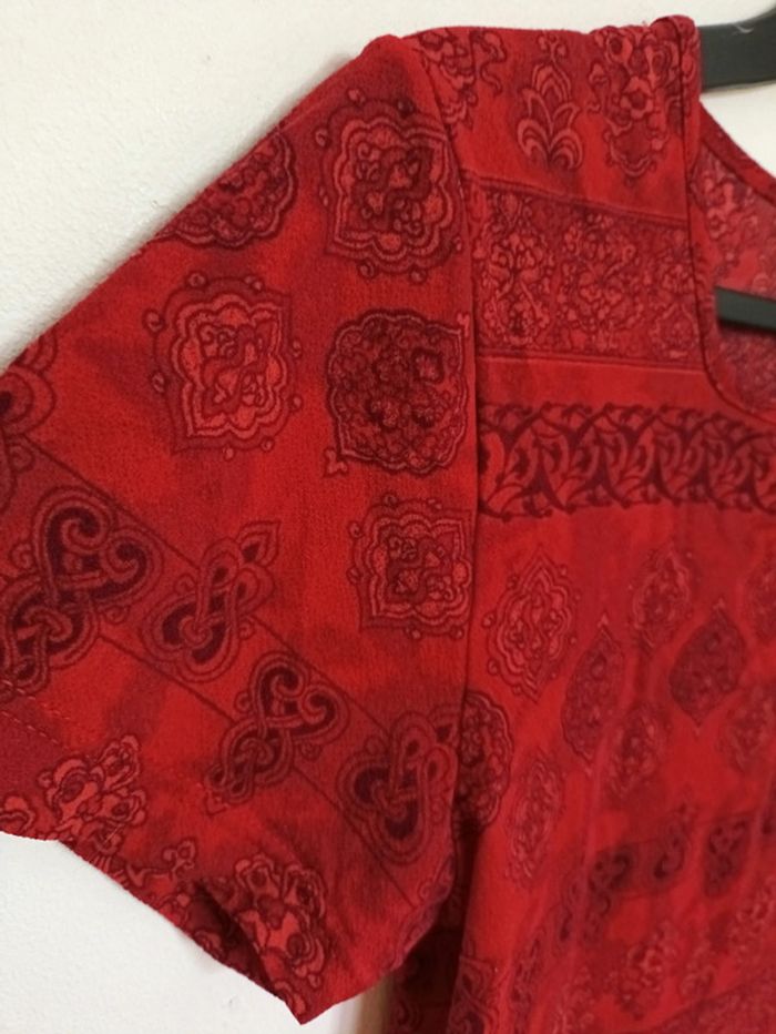 Haut rouge vintage motifs orientaux – Taille 38/40 vintage - photo numéro 3