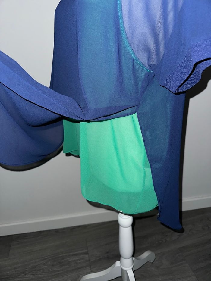 Blouse tunique asymétrique Cop Copine bleue et verte T40 L - photo numéro 5