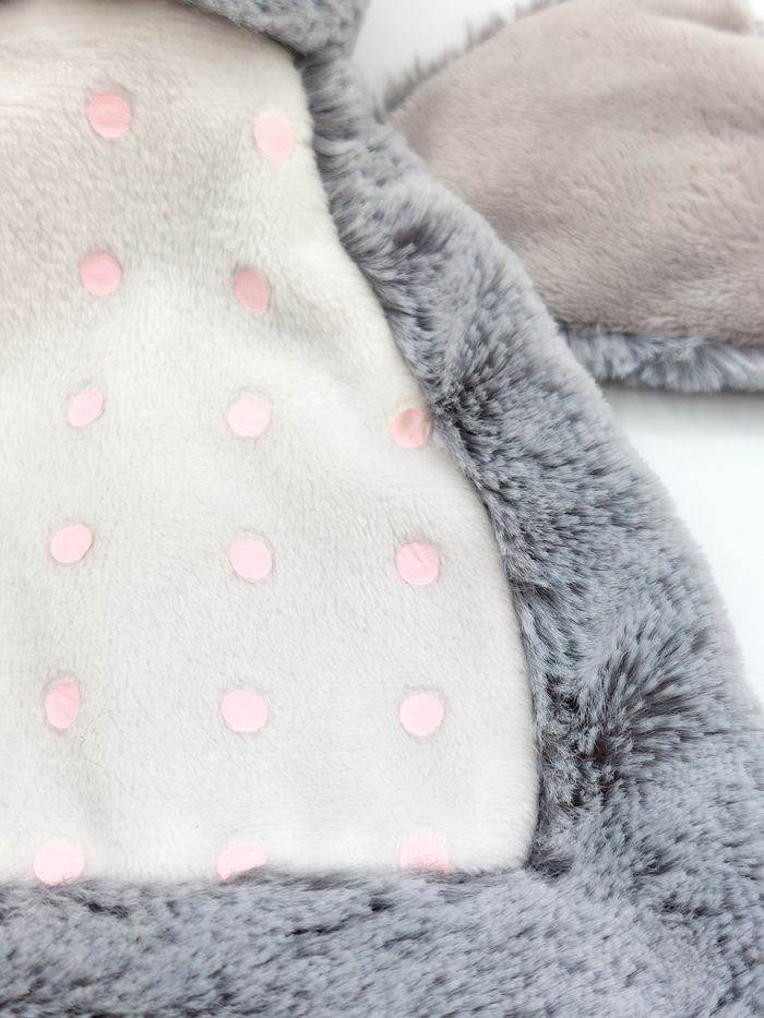 Doudou plat chouette hibou gris blanc Tape à l’oeil TAO bonnet rose tout doux état neuf - photo numéro 3