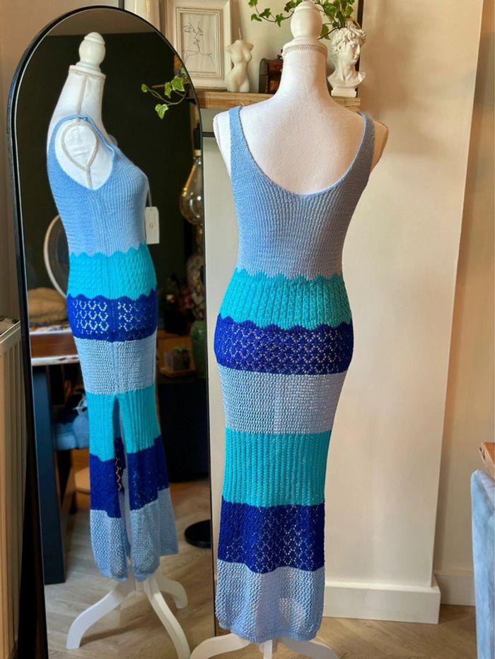 Robe longue maille bleue Alchemia Tricot – Taille unique Neuve - photo numéro 4