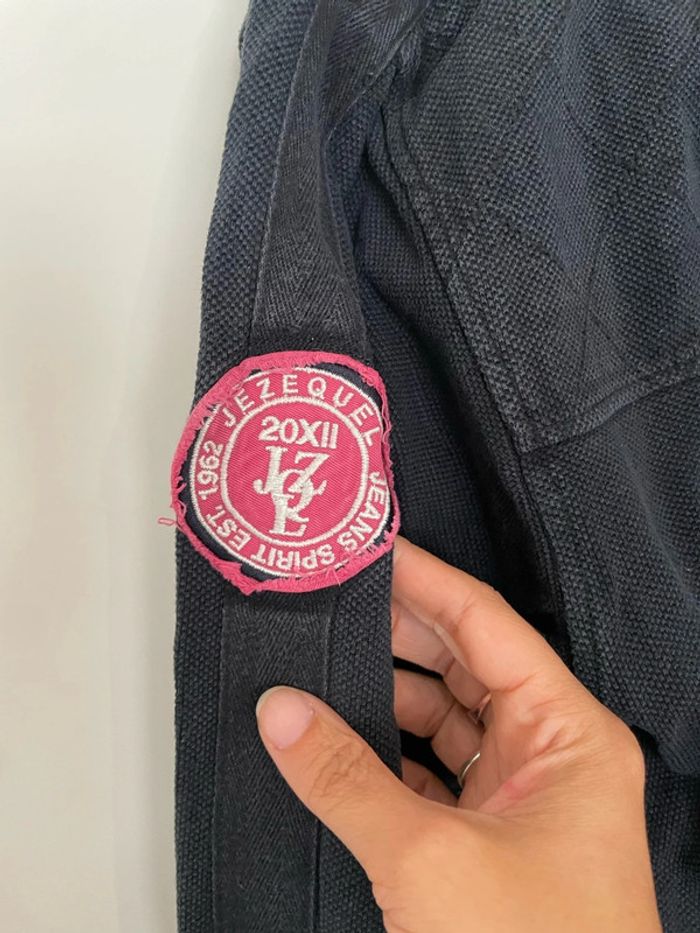 Polo à manches longues bleu marine à motifs écriture rose Jezequel taille XL - photo numéro 7