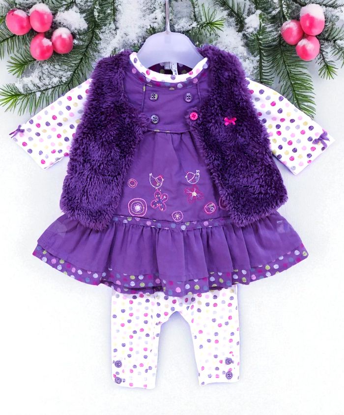 ORCHESTRA - LOT 6P BÉBÉ FILLE MÊME COLLECTION AVEC BRODERIES FLEURS & OISEAUX 1M - photo numéro 3