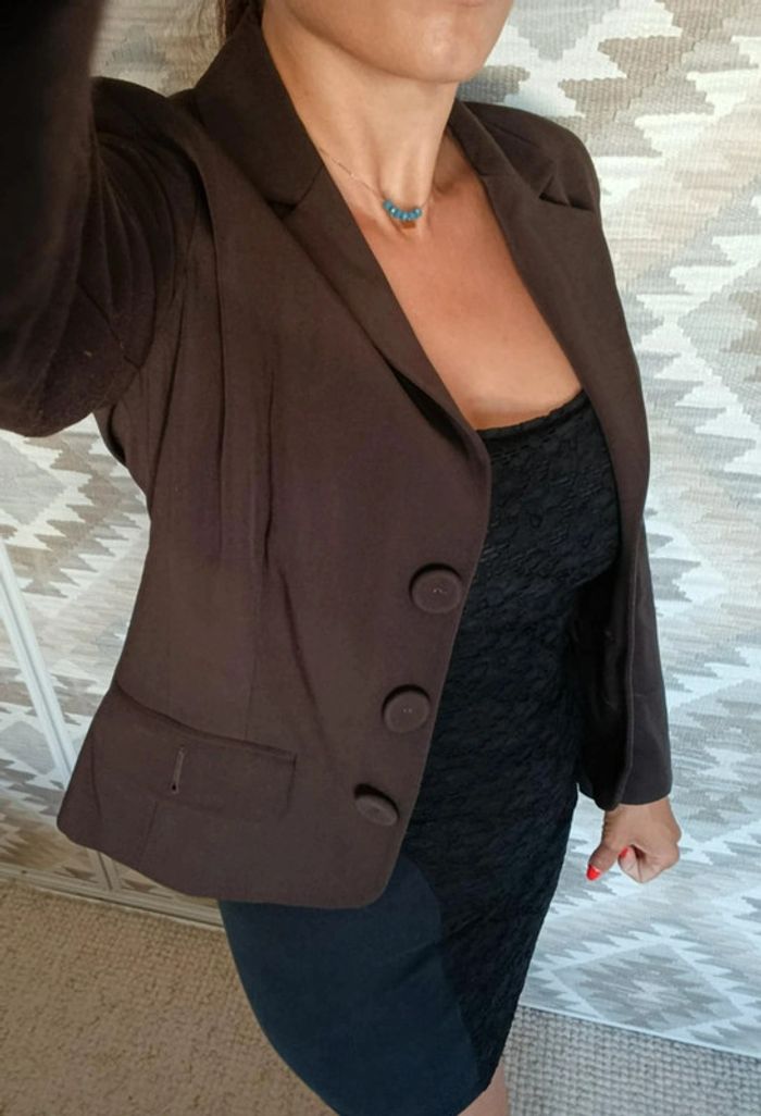 Veste blazer Caroll marron 36 3 boutons - photo numéro 2