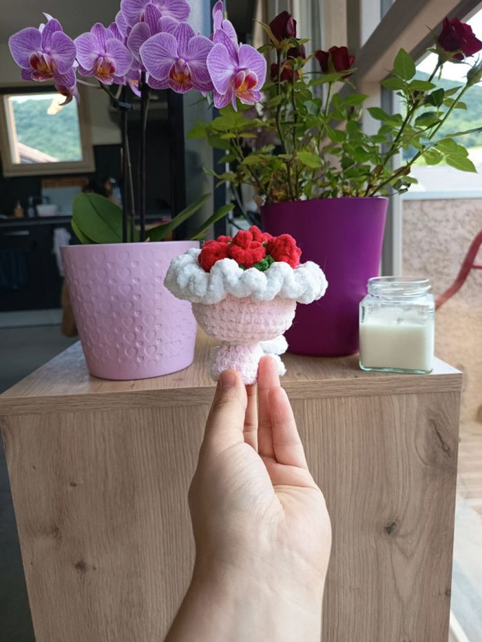 Peluche bouquet de fleur crochet neuf - photo numéro 3