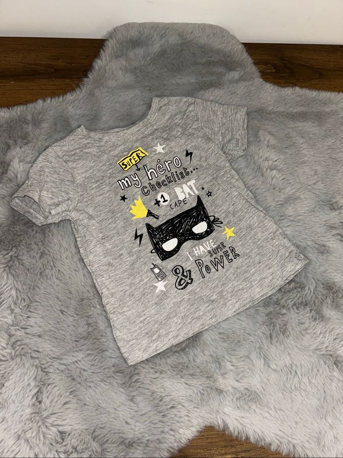 Tee-shirt gris super hero - 2/3 ans - Tex Baby