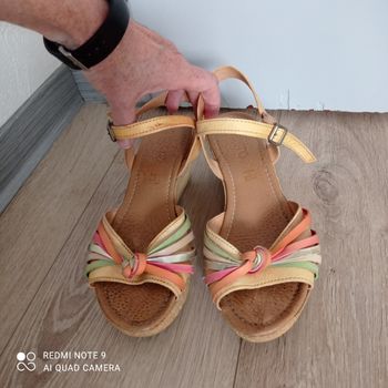 Compensées cuir orange et jaunes P36