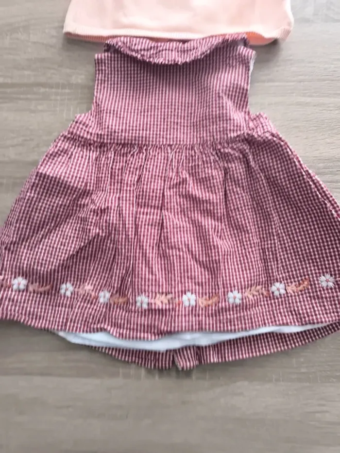 Magnifique ensemble fleuri à carreaux sergent major 6 mois gilet robe - photo numéro 9