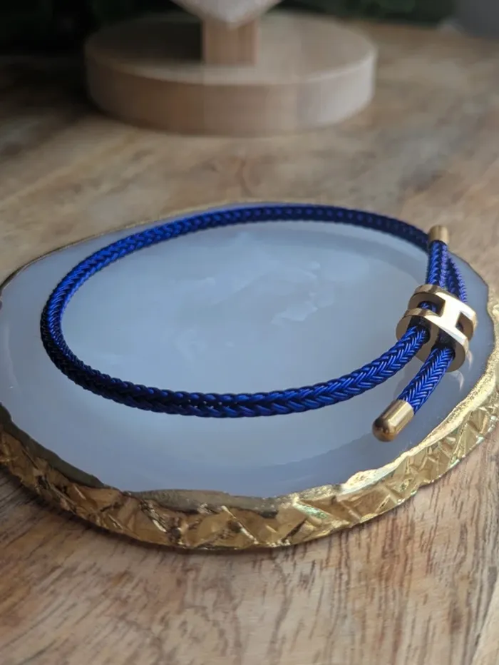 Bracelet en cordon H bleu roi - photo numéro 2