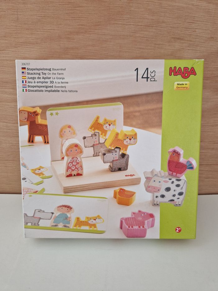 Jeu à empiler 3D À la ferme en bois par Haba - photo numéro 2