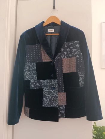 Veste vintage effet velours patchwork