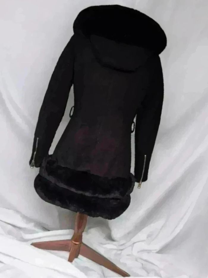 Manteau 3/4 fourrure extérieur et intérieur fausse S noir - photo numéro 2