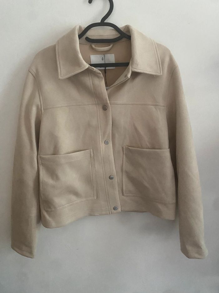 Veste douce effet daim beige clair - photo numéro 4