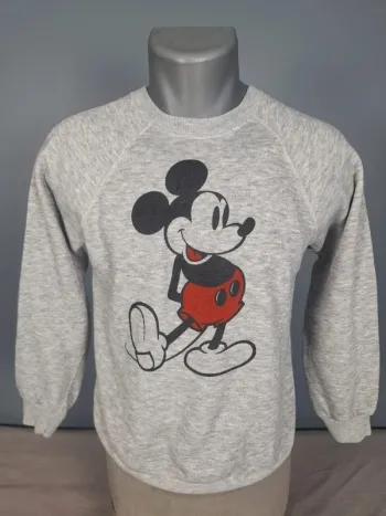 Sweat vintage Disney Mickey – gris chiné – taille M (604)