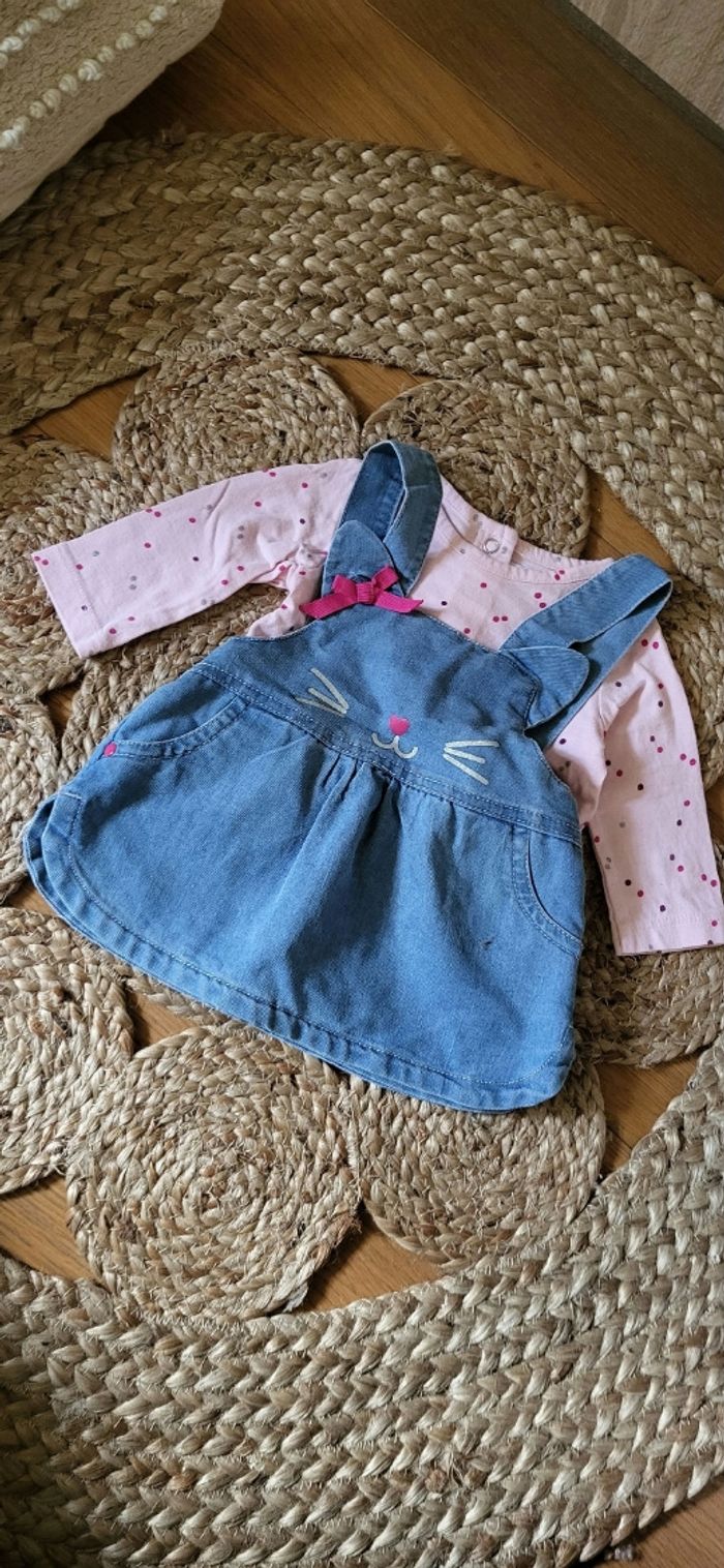 Ensemble robe salopette + tee-shirt à manche longue