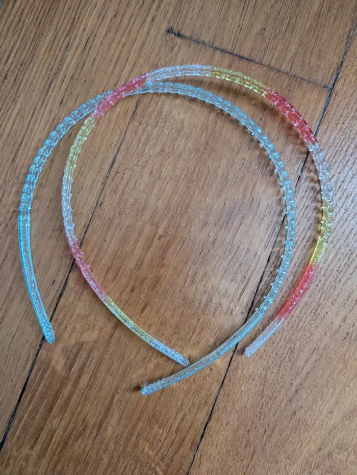 2 serres-tête petite fille transparent et multicolore neufs - photo numéro 3
