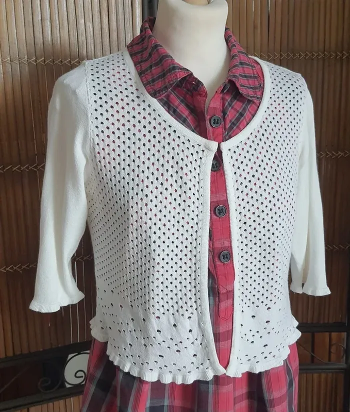 Tunique femme rouge à carreaux "CDC" taille L - photo numéro 6