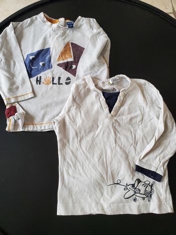 Lot 2 t-shirt manches longues 18 mois