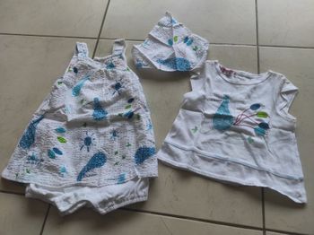 Ensemble barboteuse robe un tee shirt et un fichu la compagnie des petits 6 mois