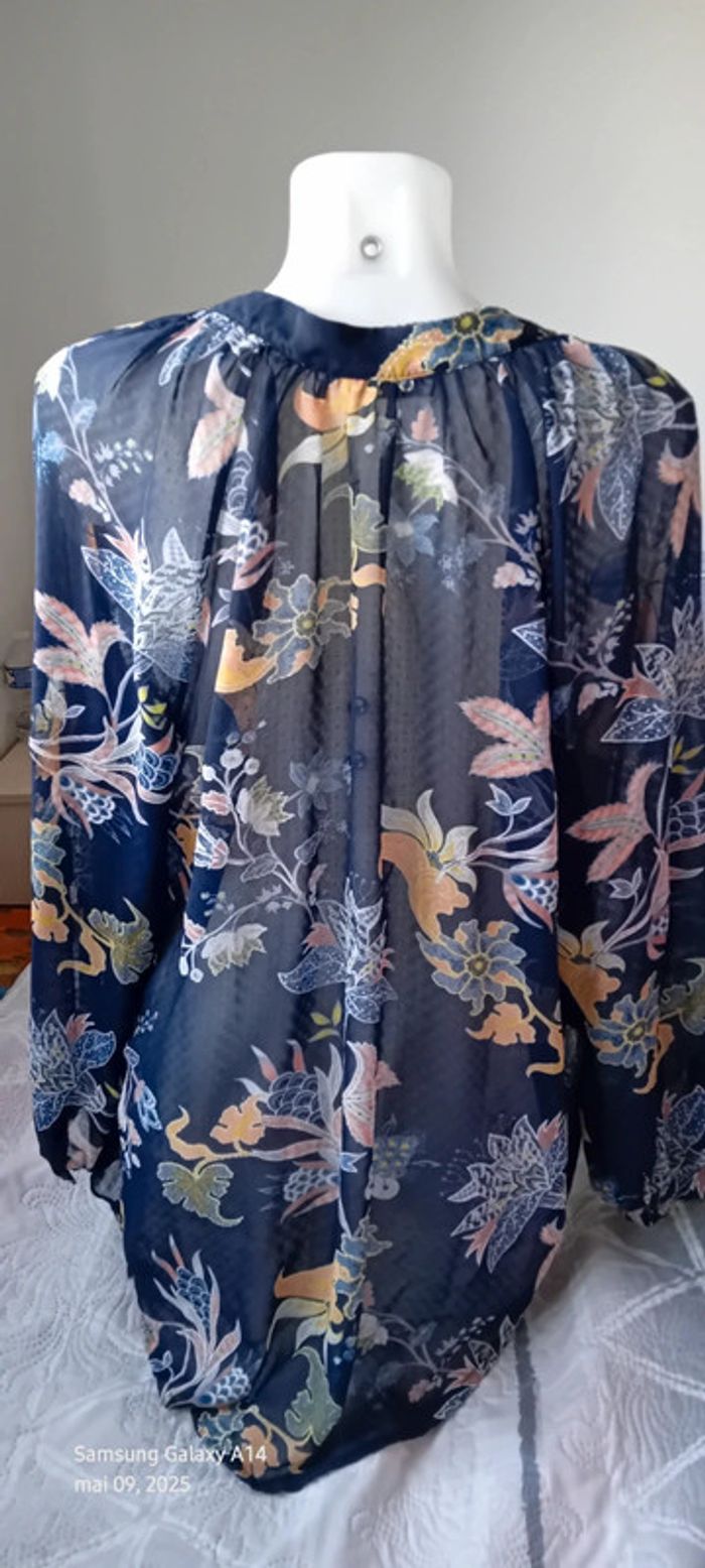 Blouse en voile motif floral coloré marine femme XXL janis & john - photo numéro 5