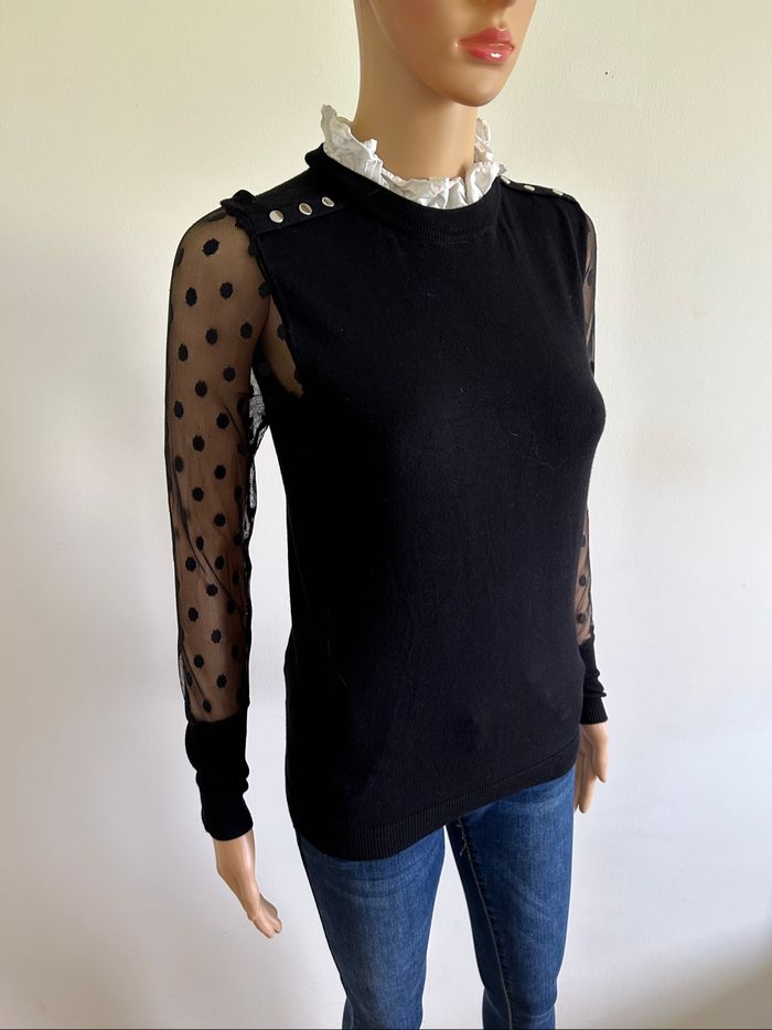 Pull noir et blanc à manches longues Morgan taille XS TBE - photo numéro 2