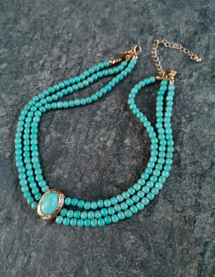 A34 Collier ras de cou sexy turquoise bohème - photo numéro 2