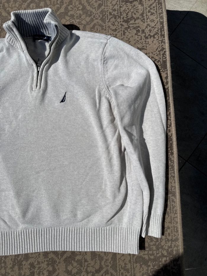 Pull Nautica gris col zippé - Taille M - photo numéro 3