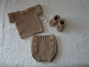 Ensemble 3 pièces beige foncé pour bébé  0/3 mois neuf