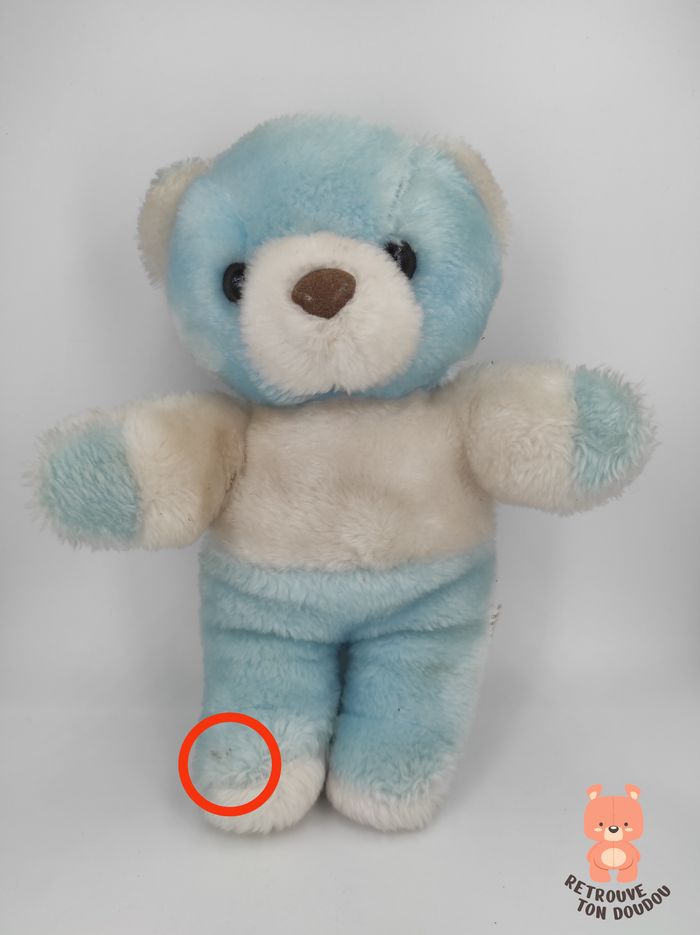 Peluche Ours Bleu et Blanc Vintage - photo numéro 4