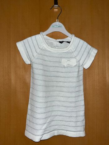 Robe / tunique blanche rayée et sous pull rose taille 2 ans