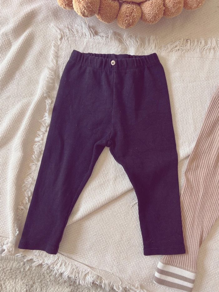 Lot de 2 legging Zara mixte 86 noir et beige - photo numéro 2