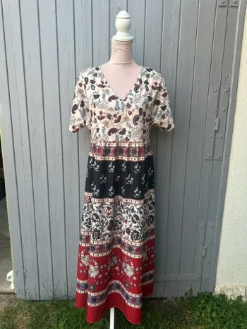 Robe longue été manches courtes fleuri Shein 38/M